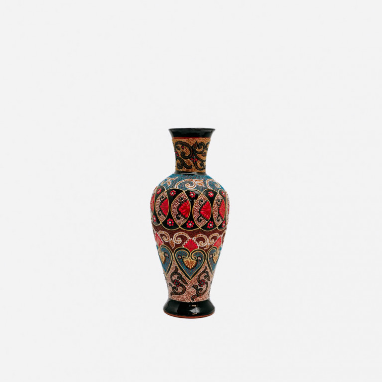 Unik handgjord vas från Rishtan (Uzbekistan), 30 cm, droppteknik